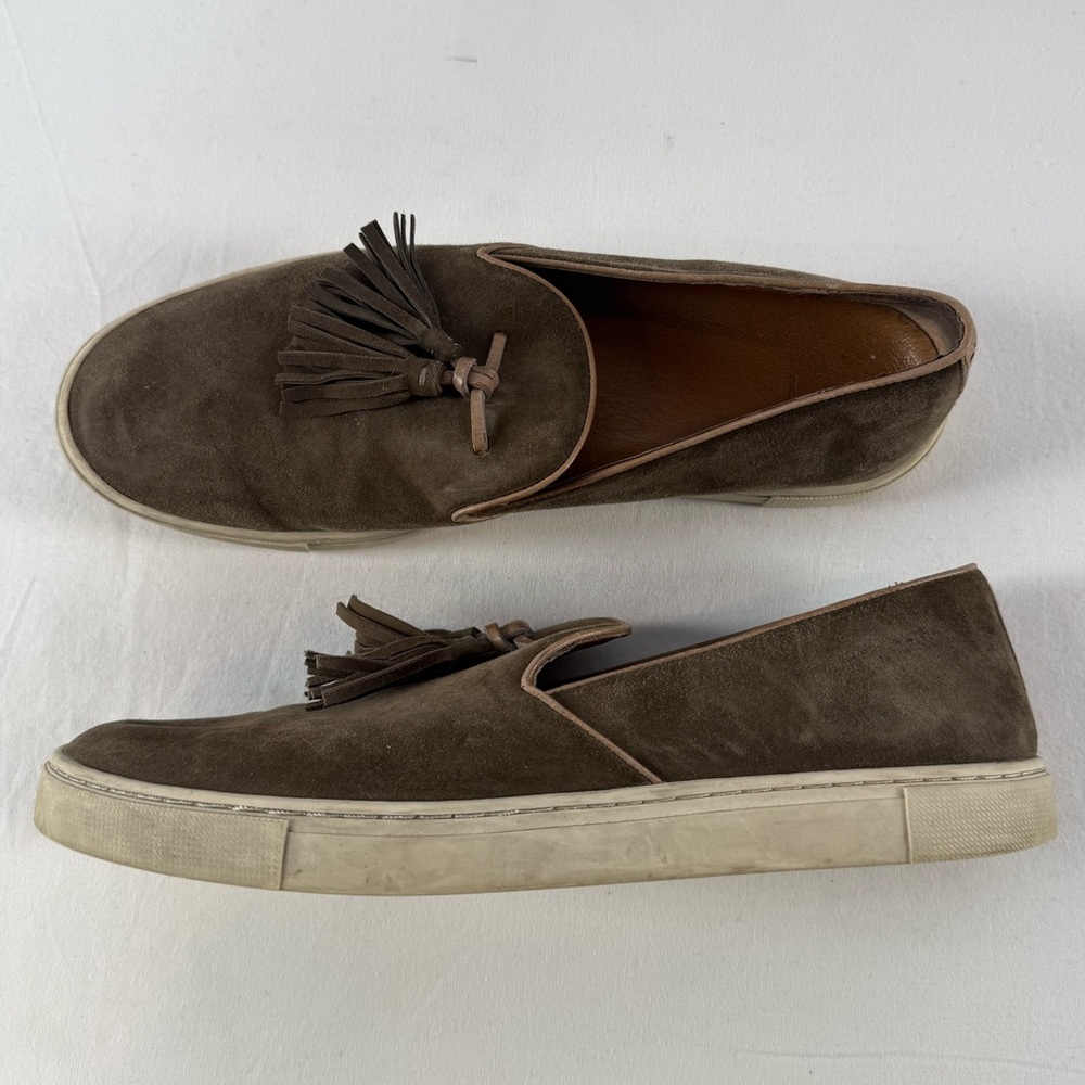 Frye Suede Gemma Tassel Slip On Shoe in  Brown Size‎ 10